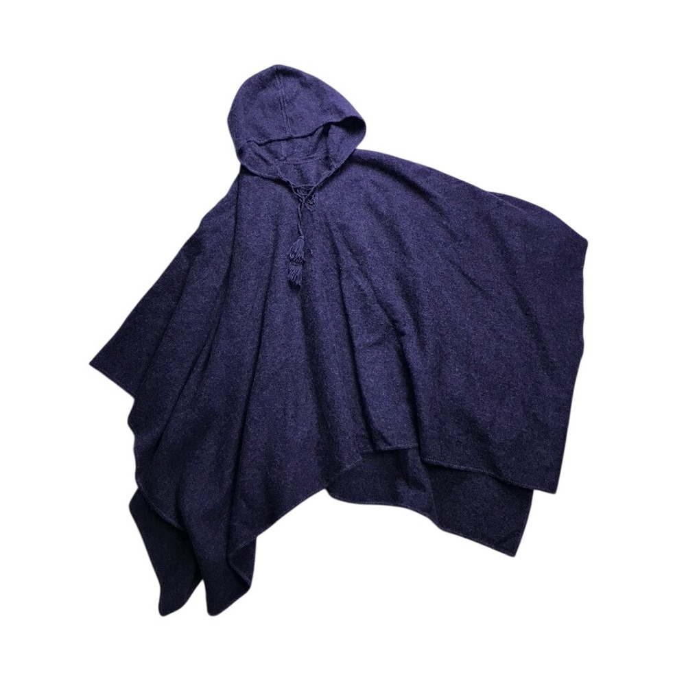 Novica Poncho Women One Size Gray Alpaca Blend Hooded Tassels Ruana